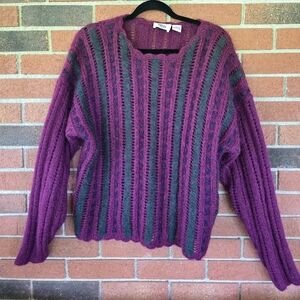 Vintage Pasta Mohair Blend Sweater Women’s Large Neck 80s 90s Red